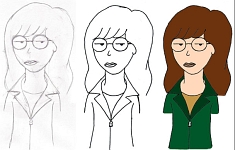 A progression drawing of Daria