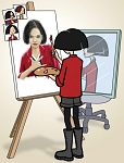 Jane paints a self-portrait