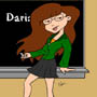 Daria posing by the chalkboard