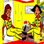 Daria & Jane in wardroom of ICSE, a fictional spacecraft to send humans to Mars & back